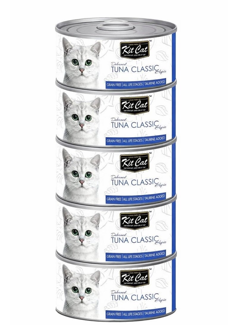 Kit Cat wet food deboned tuna classic -5 cans, each can size 80g - Image 1