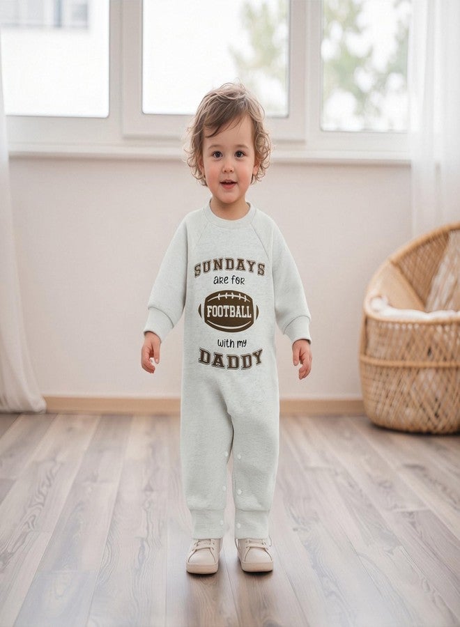 Lenjindjer Baby Boy Football Clothes Sundays Are For Football with My Daddy Long Sleeve Jumpsuit Newborn Fall Rugby Playsuit (Gray, 0-3 Months) - Image 5
