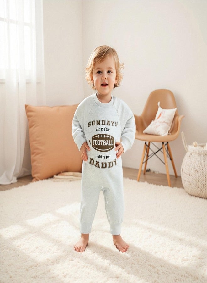 Lenjindjer Baby Boy Football Clothes Sundays Are For Football with My Daddy Long Sleeve Jumpsuit Newborn Fall Rugby Playsuit (Gray, 0-3 Months) - Image 4