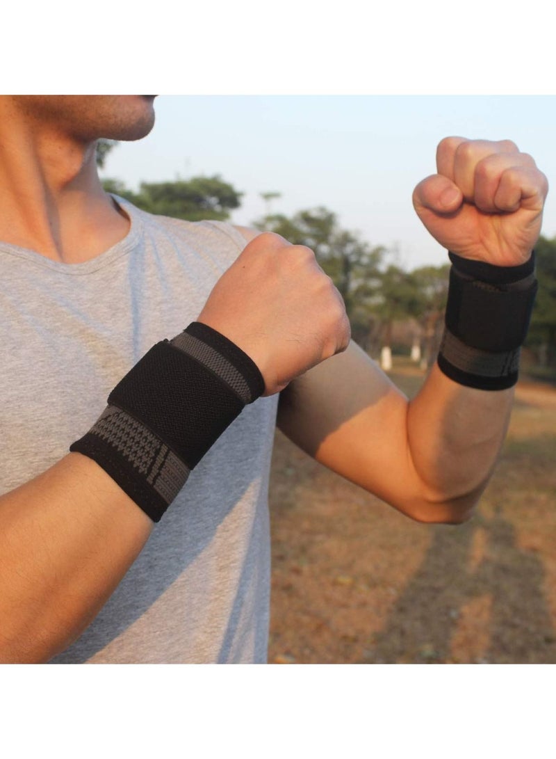 SYOSI 2 Pack Wrist Brace Carpal Tunnel, Wristbands Compression Wrist Strap, Wrist Wraps Support Sleeves for Work Fitness Weightlifting Sprains Tendonitis Pain Relief Breathable (Black, L) - Image 2