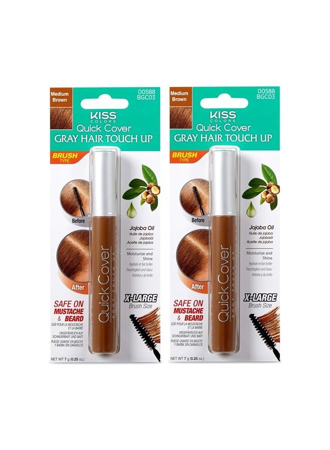 KISS RED بواسطة Kiss ماسكارا لتغطية الجذور السريعة 2PCS مقاومة للماء خافي عيوب مؤقت للشيب فرشاة للشعر واللحية (بني متوسط) - Image 1