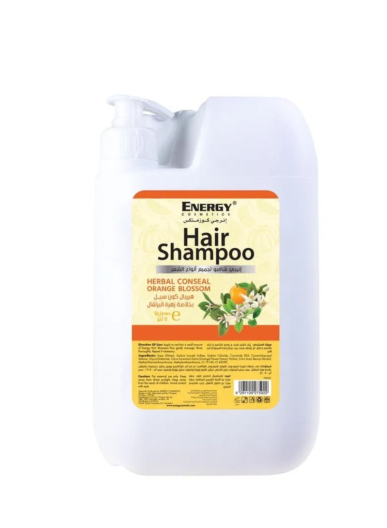 Energy Herbal Conceal Hair Shampoo with Orange Blossom Extract - Nourishing & Refreshing Formula for All Hair Types (5L)