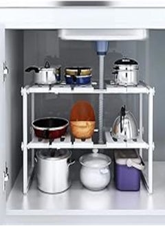 SKY-TOUCH 2 Tiers Pool Space Arrangement Frame Adjustable Family Kitchen Rack 