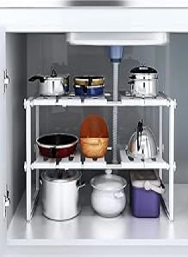 SKY-TOUCH 2 Tiers Pool Space Arrangement Frame Adjustable Family Kitchen Rack 