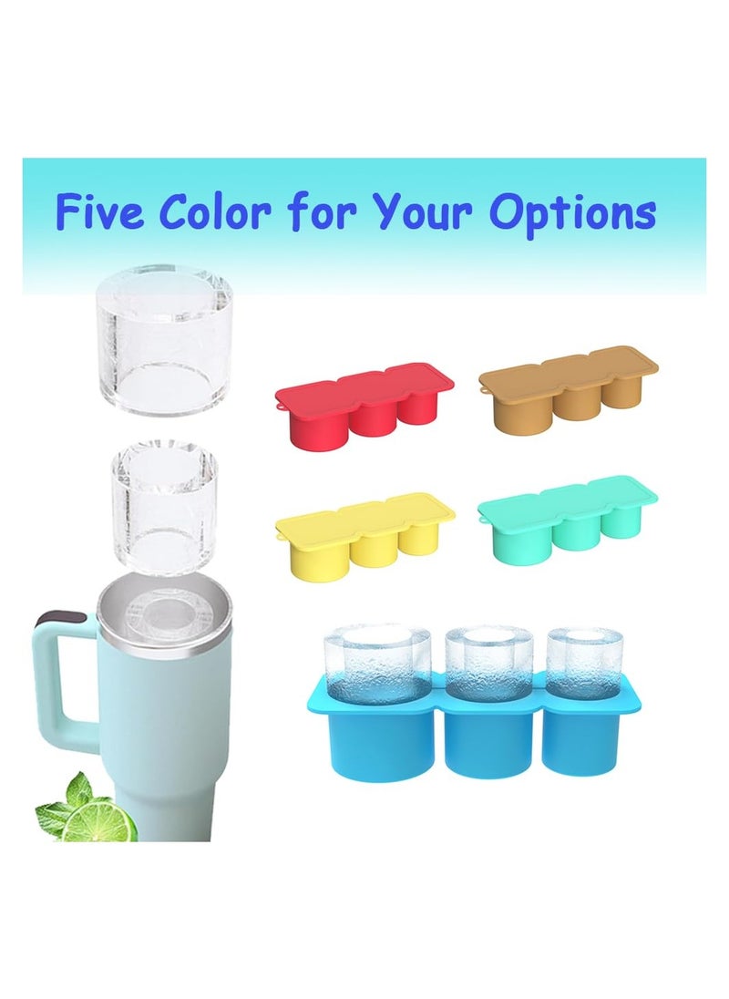 KASTWAVE - Ice Cube Tray for Stanley Cup, Silicone Ice Cube Mold with Spill-Resistant Lid, 3 Hollow Cylinder Ice Cube Molds for 20-40 oz Tumblers, BPA Free, Ice Cube Trays for Freezer Drinks Whiskey, Blue - Image 1