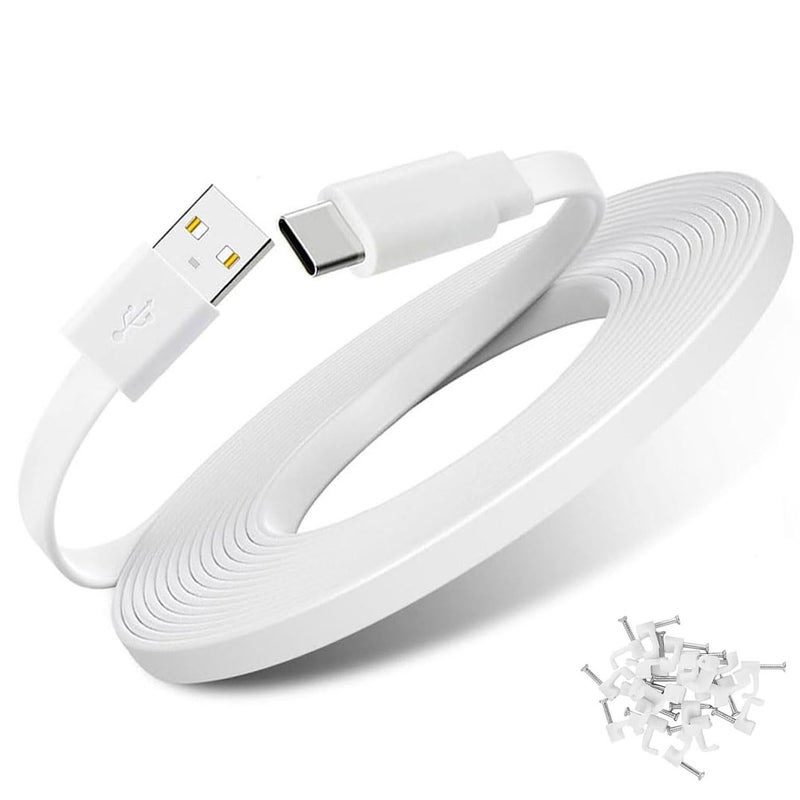 liangxinyun 30FT Type C Extension Cable for CCTV Security Camera,Blink mini 2,Ring Pan-Tilt Indoor Cam (2024 Release),Tapo TP-Link 2K C120 Camera,Petcube Cam/Petcube Cam 360,Flat USB C Cable--NOT Micro USB - Image 1