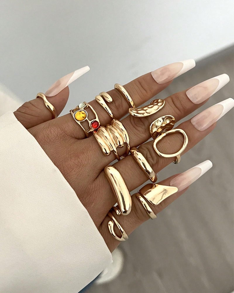 YEEZII 20 Pcs Gold Rings Set for Women, Chunky Statement Flower Finger Midi Rings, Big Boho Stacking Rings Pack Trendy Stuff Jewelry Gift - Image 4