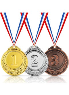 Generic 3-Piece Number Medals, Gold Silver Bronze Award Medals with Ribbon, Winner Awards 1st 2nd 3rd Metal Medals, Olympic Style Winner Awards for Sports, Party, Tournaments, ,Competitions（Diam：2.56 Inch）  - Image 1