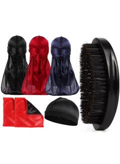 Himoswis 360 Wave Kit Hair Brush Silk Durags Crown Patch for Mens Hair Waves 