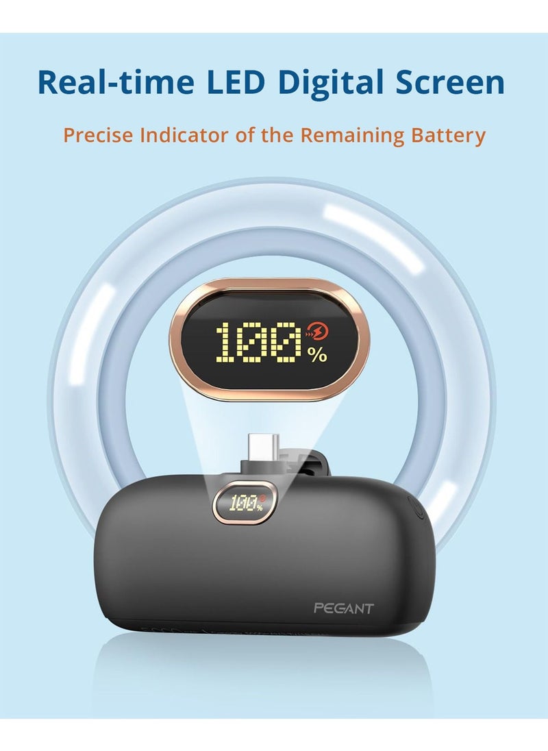 PEGANT 5000mAh Mini Power Bank 20W USB C with PD3.0 & QC3.0 Fast Charging, Compact and Portable Charger Small Type C External Powerbank Battery, Compatible with Android Smartphones, Tablets (Black)  - Image 3