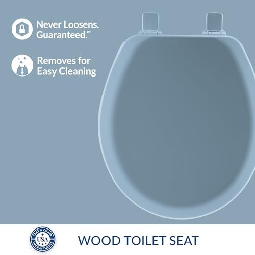 Mayfair Cameron Sky Blue Toilet Seat, Non Slip Heavy Duty Wood, Easy Clean, Round - Image 2