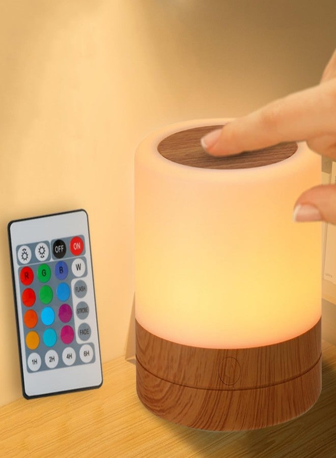 مصباح ليلي صغير قابل لإعادة الشحن عبر منفذ USB، مزود بـ 13 لون RGB و4 مستويات سطوع وجهاز تحكم عن بعد، يعمل باللمس، مصباح طاولة لاسلكي بجانب السرير، مصباح ليلي محمول لغرفة النوم وغرفة المعيشة - بني - Image 1