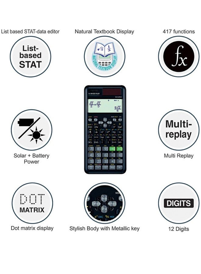 Fx-991Es Plus 2nd Edition Scientific Calculator Black - Image 5