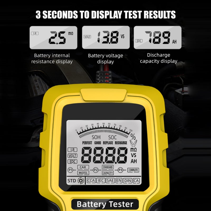 Internal Resistance Tester 12Volt/24Volt Intelligent Car Motorcycle Battery Tester Portable Digital Display Battery Test Device - Image 4