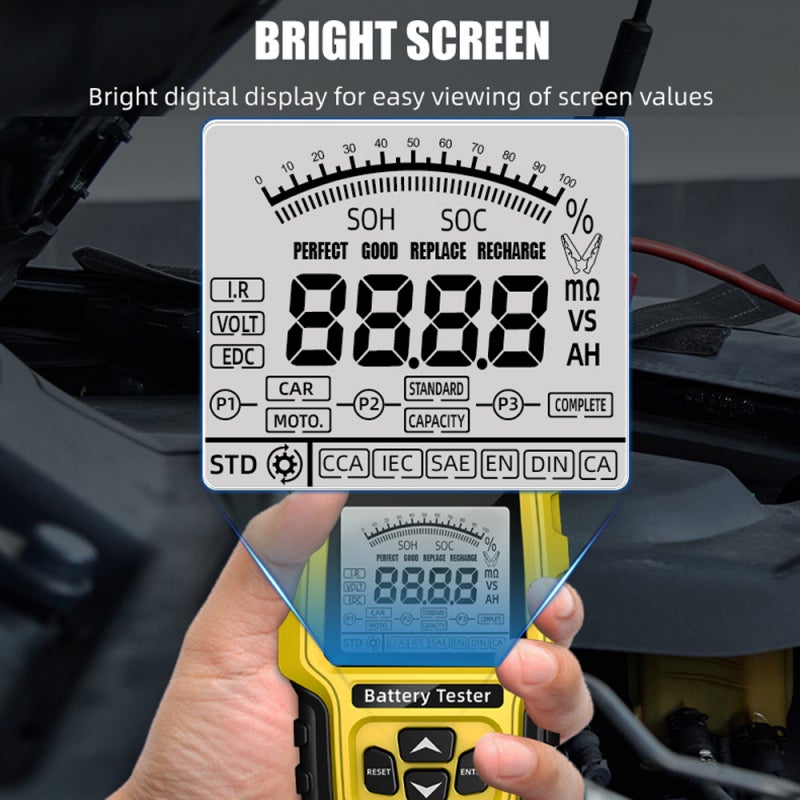 Internal Resistance Tester 12Volt/24Volt Intelligent Car Motorcycle Battery Tester Portable Digital Display Battery Test Device - Image 3