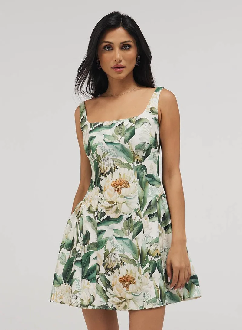 Scoop Neck Printed Dress
