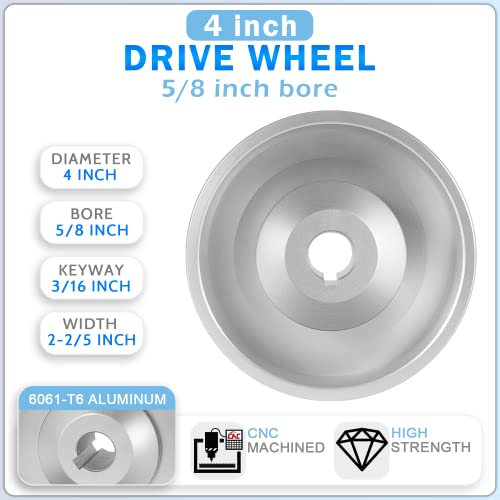 Yoursme 2" x 72" Belt Grinder Wheel Set Complete Wheel Kit Aluminum Wheel Crowned for Knife Grinder 4" Drive 5/8" Bore 3" Track 2" Idler (4" 5/8-3" - 2") - Image 4