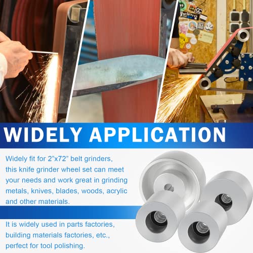 Yoursme 2" x 72" Belt Grinder Wheel Set Complete Wheel Kit Aluminum Wheel Crowned for Knife Grinder 4" Drive 5/8" Bore 3" Track 2" Idler (4" 5/8-3" - 2") - Image 3