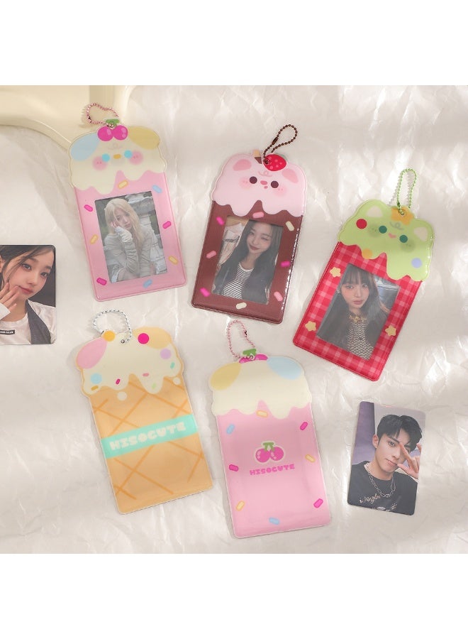 NIBEMINENT 1 - Piece PVC Korean Sweet Girl Kpop Photo Card Holder Pendant Key Chain ID Badge Holder ID Card Holder Photo Card Protector for School ID Office ID Access Card for Women Girls - Image 3