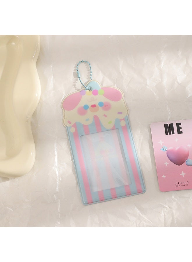 NIBEMINENT 1 - Piece PVC Korean Sweet Girl Kpop Photo Card Holder Pendant Key Chain ID Badge Holder ID Card Holder Photo Card Protector for School ID Office ID Access Card for Women Girls - Image 1