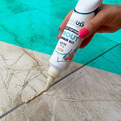PentaUSA Tile Grout Repair Kit - Beige Grout Filler, Triple Protection, Fast Drying Formula Restores and Renews Joint Lines with Scraper (Beige, 8.8oz / 250gr) - Image 3