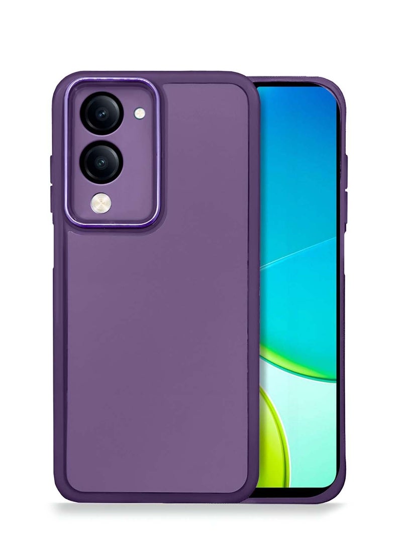 Wtech vivo Y04 4G / vivo Y29s 5G 2025 Soft Transparent TPU Silicone Ultra Thin Phone Stylish Electroplated Camera Border Back Case Cover - Eggplant Purple