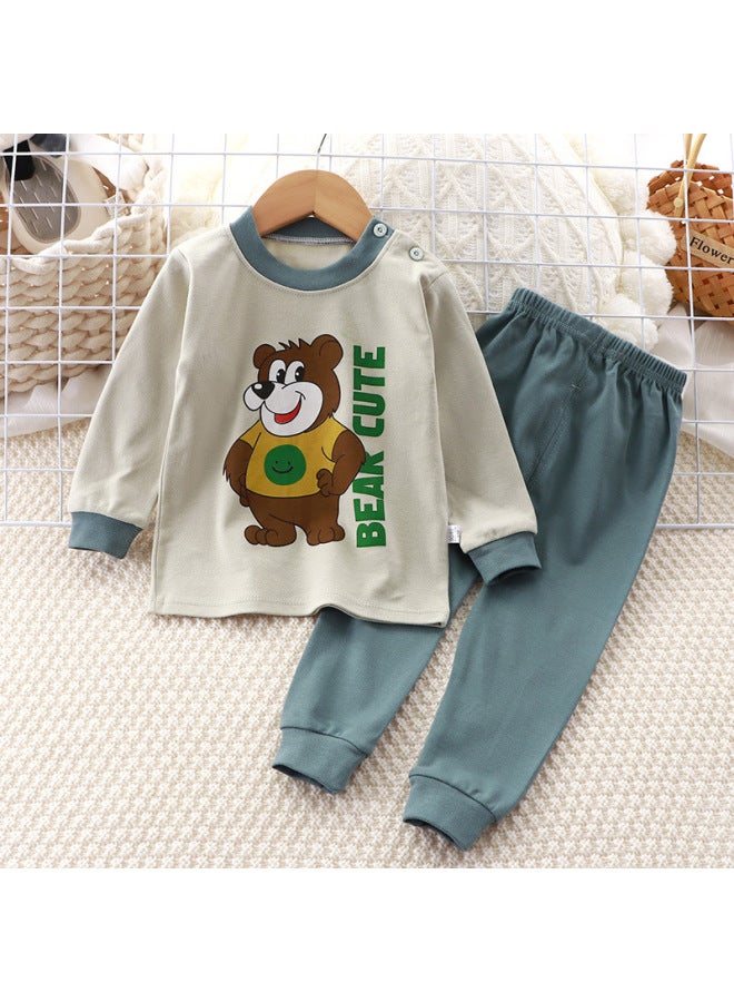 Children's Underwear Suit Cotton Boys' Autumn Clothes Pajamas Baby Long Pants Warm Girls' Home Wear Cotton Children's Clothing