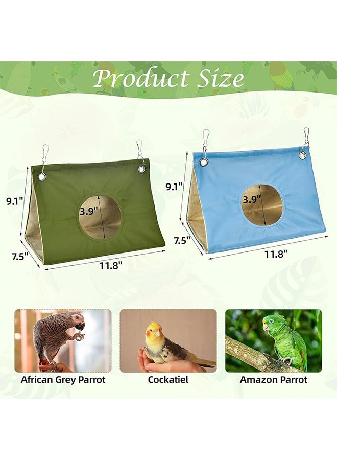 الضفدع الحقيقي بيت عش طيور كبير، سرير طيور مريح للقفص مع حصيرة، كوخ أرجوحة معلق، مخبأ للببغاوات الكبيرة، الببغاء الرمادي الأفريقي، ببغاء الأمازون، عش طيور للببغاوات الصغيرة/الببغاء الرمادي الأفريقي/الكوكاتو/ببغاء الأمازون/الكوكاتيل (زيتوني) - Image 4