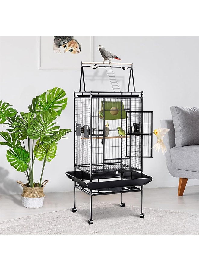 الضفدع الحقيقي بيت عش طيور كبير، سرير طيور مريح للقفص مع حصيرة، كوخ أرجوحة معلق، مخبأ للببغاوات الكبيرة، الببغاء الرمادي الأفريقي، ببغاء الأمازون، عش طيور للببغاوات الصغيرة/الببغاء الرمادي الأفريقي/الكوكاتو/ببغاء الأمازون/الكوكاتيل (زيتوني) - Image 2