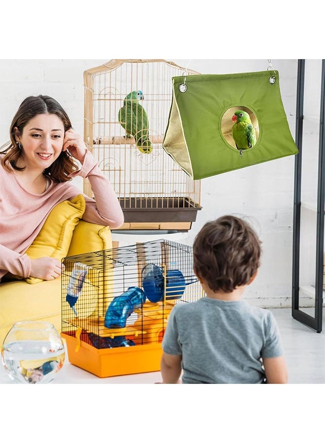 الضفدع الحقيقي بيت عش طيور كبير، سرير طيور مريح للقفص مع حصيرة، كوخ أرجوحة معلق، مخبأ للببغاوات الكبيرة، الببغاء الرمادي الأفريقي، ببغاء الأمازون، عش طيور للببغاوات الصغيرة/الببغاء الرمادي الأفريقي/الكوكاتو/ببغاء الأمازون/الكوكاتيل (زيتوني) - Image 5