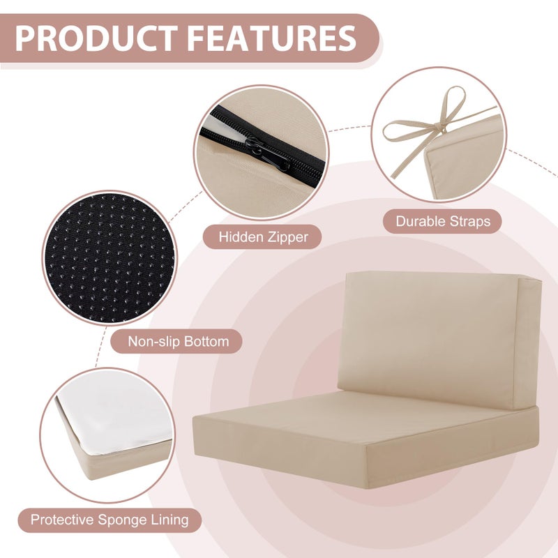 MuaMelop 7-Piece Patio Furniture Cushions Set, Replacement Outdoor Cushions for 4-Seat Patio Sectional, Waterproof & Fade Resistant Deep Seat Cushion for Outdoor Sofa, Beige - Image 5