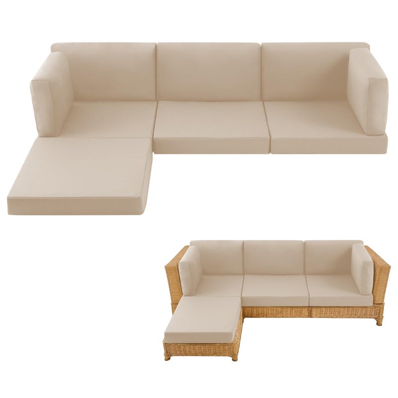 MuaMelop 7-Piece Patio Furniture Cushions Set, Replacement Outdoor Cushions for 4-Seat Patio Sectional, Waterproof & Fade Resistant Deep Seat Cushion for Outdoor Sofa, Beige - Image 1