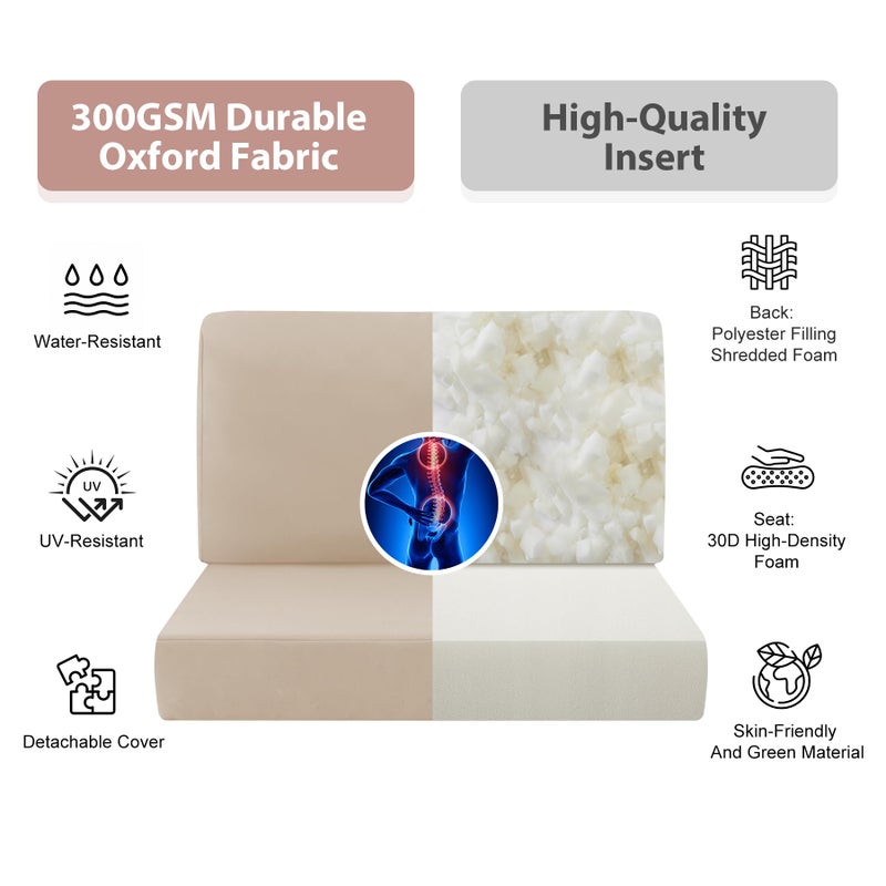 MuaMelop 7-Piece Patio Furniture Cushions Set, Replacement Outdoor Cushions for 4-Seat Patio Sectional, Waterproof & Fade Resistant Deep Seat Cushion for Outdoor Sofa, Beige - Image 4