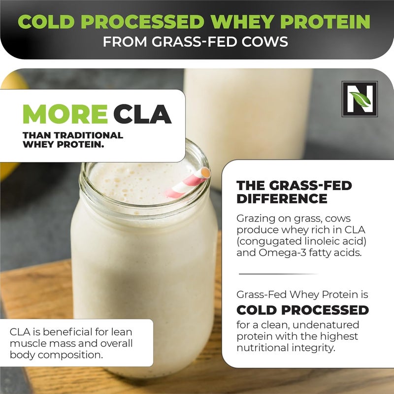 Nutrology Grass Fed Whey Protein Powder Vanilla Ice Cream Flavor Supports Lean Muscle Recovery  Performance Cold Processed Grass Fed Whey and Amino Acid Powder Shake Blend or Bake 28 Servings - Image 4