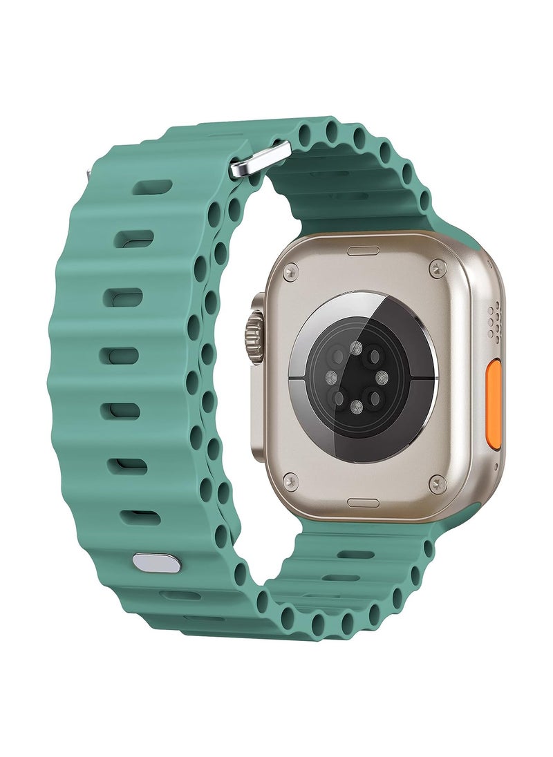 Color Fans Soft Silicone Ocean Sports Strap Compatible Apple Watch Ultra 49mm 45mm 44mm 42mm for Men Women, Adjustible Watch Band for Apple Watch Ultra/SE/Series 9/8/7/6/5/4/3/2/1 - Cactus  - Image 2