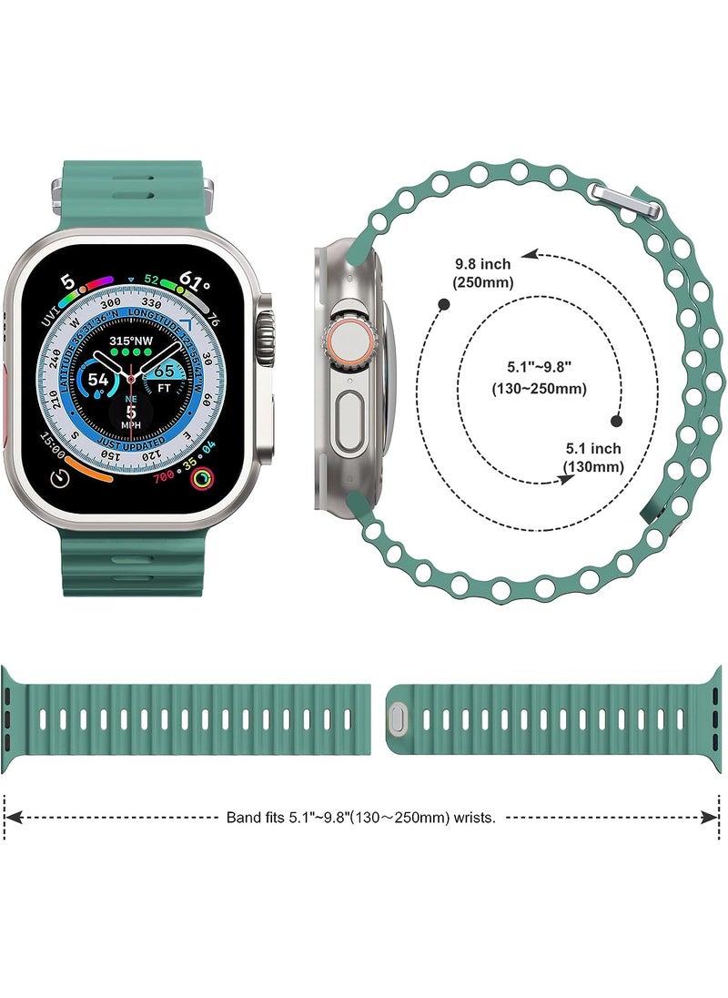 Color Fans Soft Silicone Ocean Sports Strap Compatible Apple Watch Ultra 49mm 45mm 44mm 42mm for Men Women, Adjustible Watch Band for Apple Watch Ultra/SE/Series 9/8/7/6/5/4/3/2/1 - Cactus  - Image 5