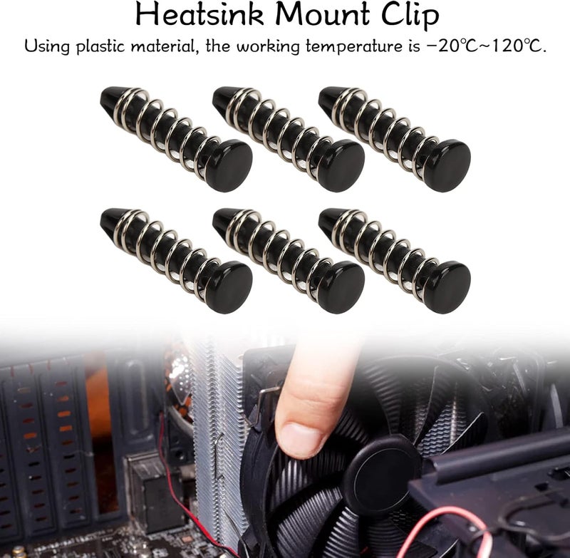 klarako Heat Sink Cooler Mounting Clip, 18.6mm Heat Sink Cooler Mounting Clip Plastic Fastener Set Kit with Firmer Fixing for Quick Heat Dissipation - Image 3