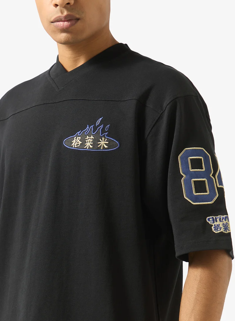 Grimey  Concreat Jungle V Neck Oversized T-Shirt for Men | Best Price UAE