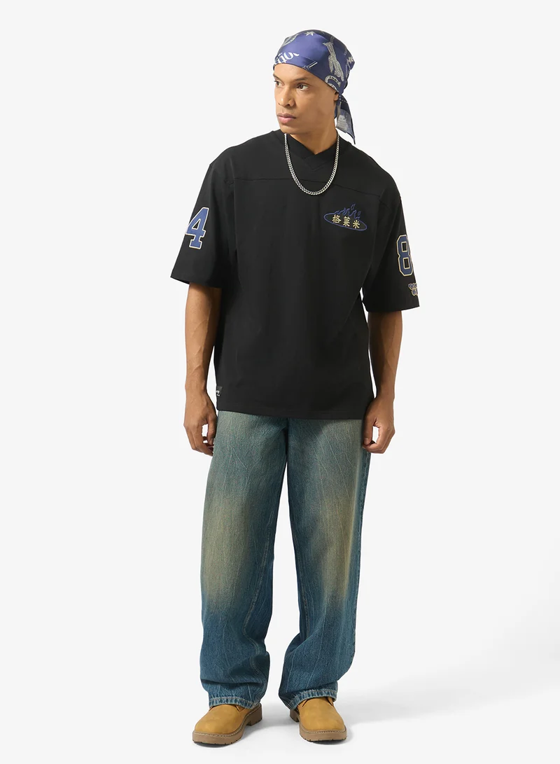 Grimey  Concreat Jungle V Neck Oversized T-Shirt for Men | Best Price UAE