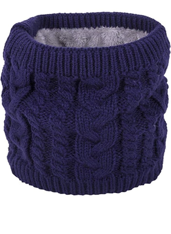 VINSON Unisex Double-Layer Soft Fleece Lined Thick Knit Neck Warmer Circle Scarf Windproof (Blue) - Image 1