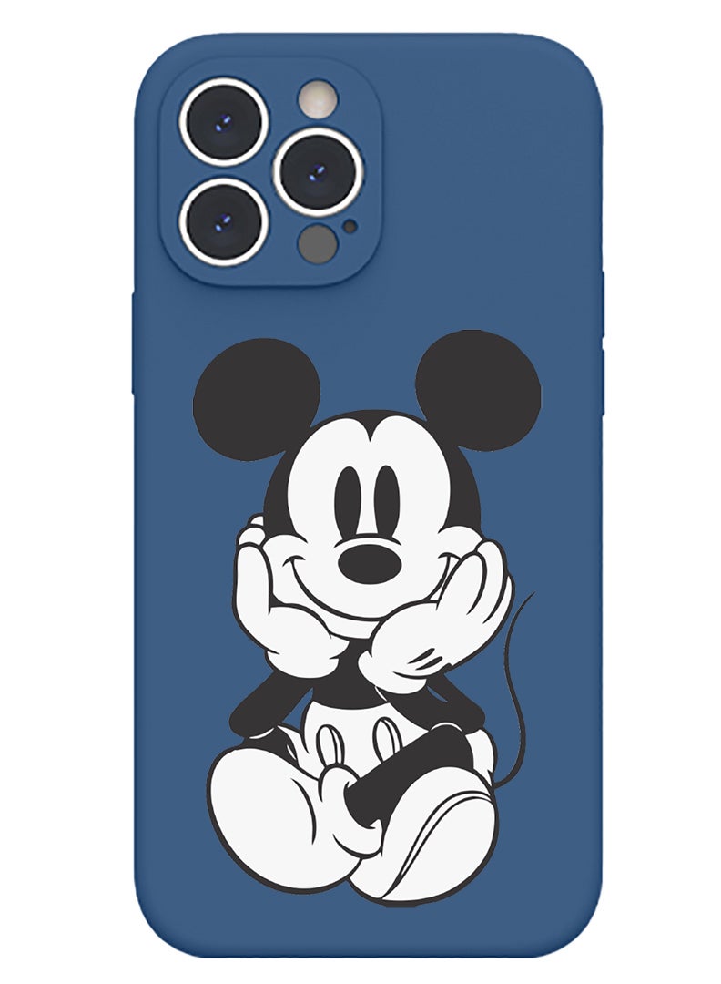 Theodor Protective Slim Fit Case Liquid Silicone Cover with Full Body Protection Anti-Scratch Shockproof Case For iPhone 13 Pro Max Blue  - Mickey - Image 1