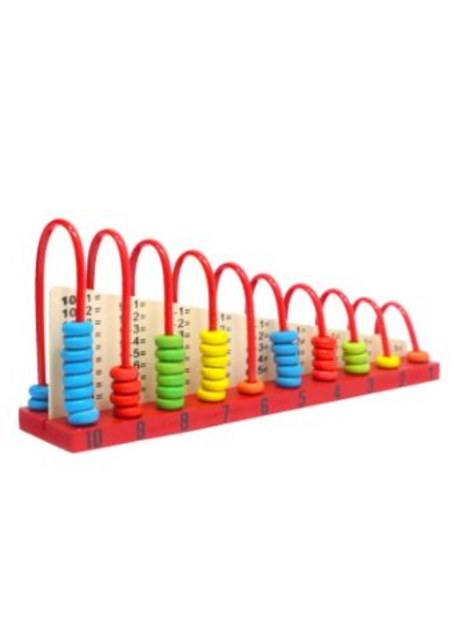 Tx Wooden Calculation Shelf Wooden Calculation Counting Set with Round Wooden Beads/Rings Addition and Subtraction Maths Wooden Toy (Multicolor) - Image 1