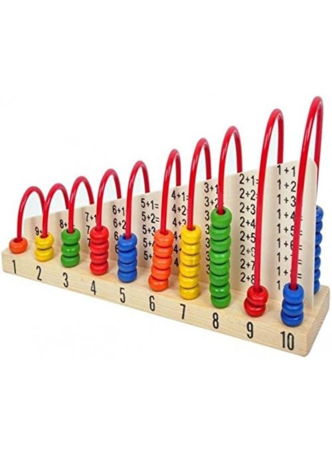 Tx Wooden Calculation Shelf Wooden Calculation Counting Set with Round Wooden Beads/Rings Addition and Subtraction Maths Wooden Toy (Multicolor) - Image 4