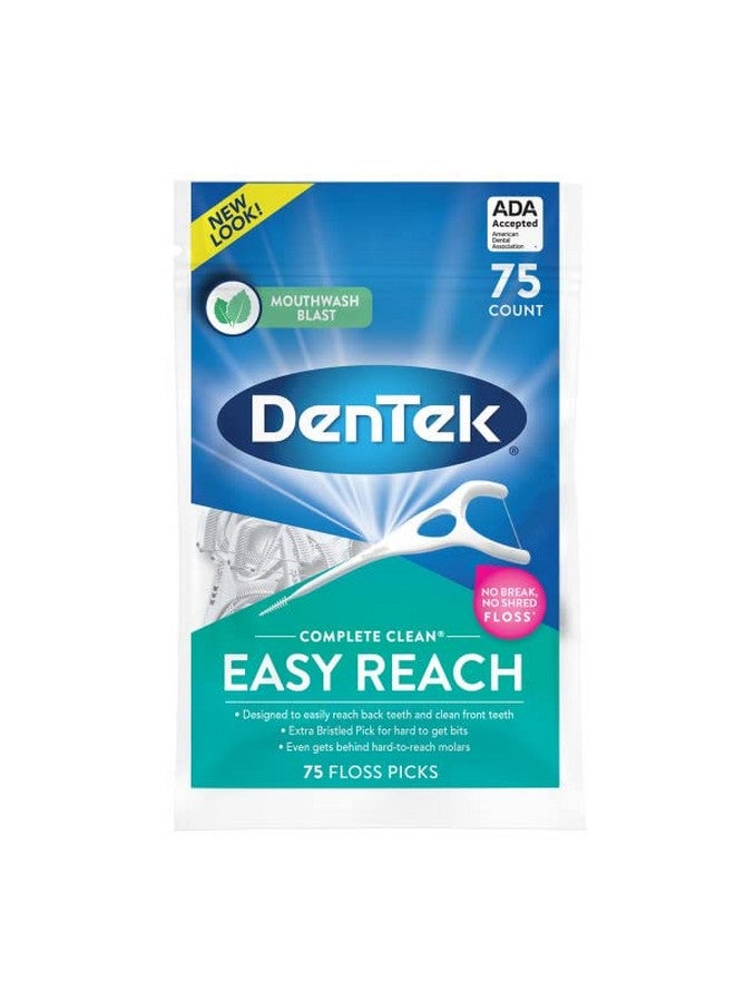 دينتك خيط تنظيف الأسنان من DenTek Complete Clean Easy Reach، طلاء الفلورايد المتقدم، نكهة غسول الفم الرائعة، 75 قطعة (عبوة من 4 قطع) - Image 2