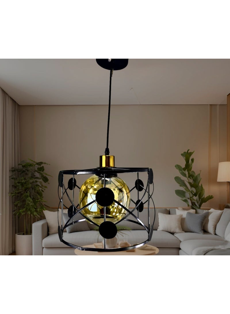 Modern single pendant, black metal, 1 light, from Zidane Center.