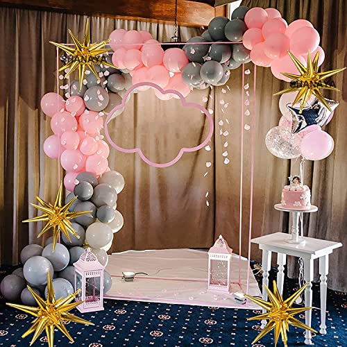 SHANAYA Starburst Cone Mylar Balloons, Star Foil Balloons, Point Star Balloons for Bachelorette Party Supplies, Birthday, Wedding, Photo Booth, Backdrop (PACK OF 2) (Gold) - Image 5