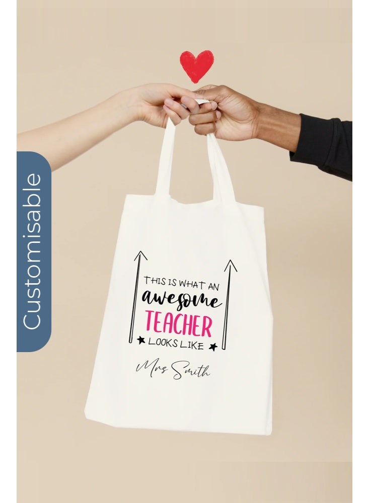 Share the Love Awesome Teacher Tote Bag - Personalised Shopping & Everyday Carry Bag - Image 1