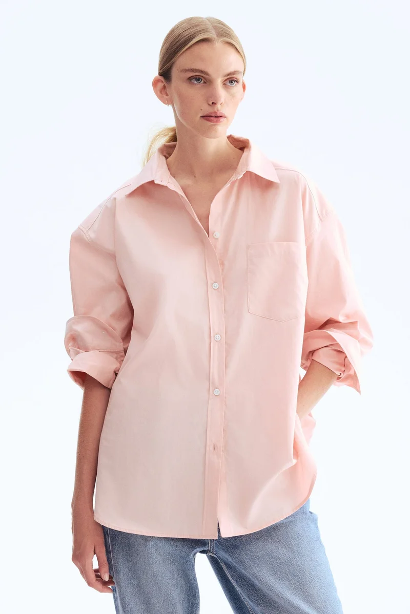 Oversized cotton poplin shirt