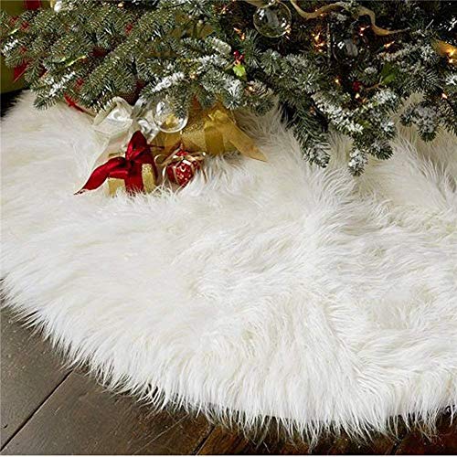 AISENO 48 Inch Christmas Tree Plush Skirt Decoration for Merry Christmas Party Faux Fur Christmas Tree Skirt Decorations - Image 1