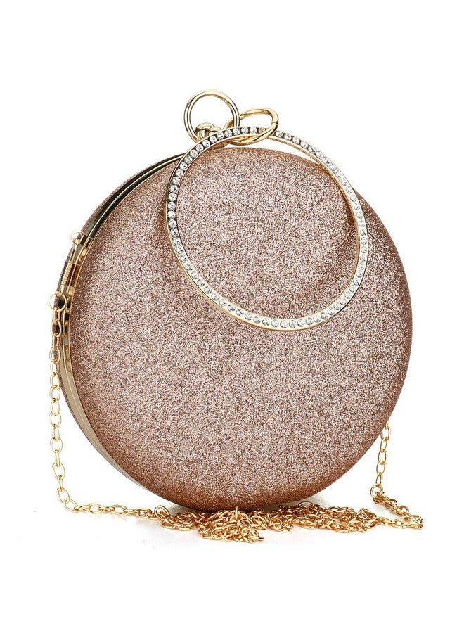 Gets Women Top Handle Handbags Tote Bag Purse Clutch Bag With Chain Circular Ring With Rhinestone - Image 3